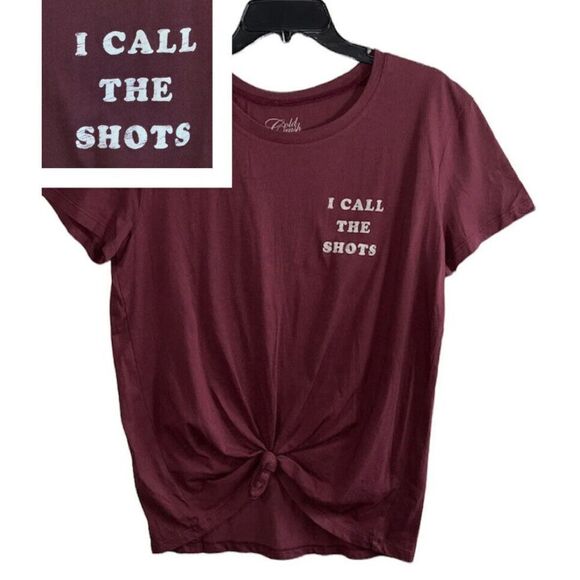 I Call The Shots Tee Woman’s Large Wine Short Sleeve Classic Graphic Cabincore - Picture 1 of 11